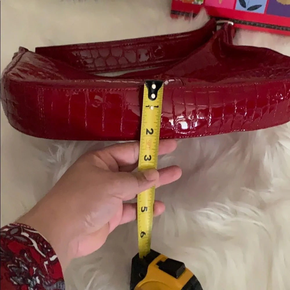 Cole Haan glossy Red leather crocodile Embossed bag